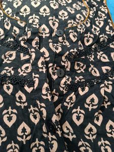 Xl Size Cotton  Nighty (Black And Brown)