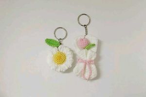 Mini Bouquet and Daisy Crochet Keychains(Combo)