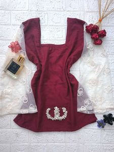 Corset Back Net Sleeves Kurti 🎀