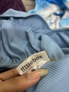 Cute Blue Tie-Front Top