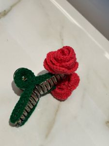 Crochet Rose Hair Clip