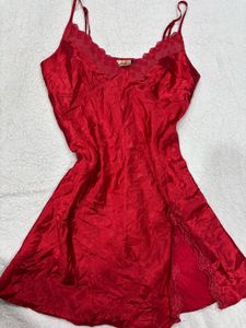 Red Satin Slip Dress