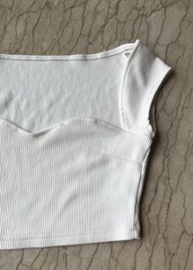 Ribbed White Crop Top