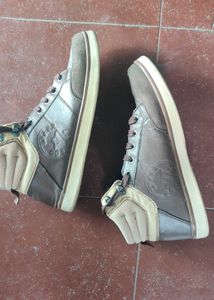 Leather High-Top Casual Shoes