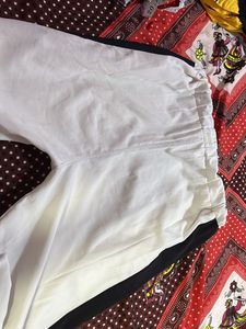 White Track Pants with Black Stripe