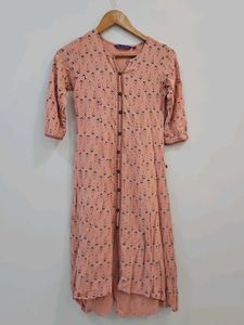 Peach Printed Kurta