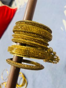 Golden Bangle Set with Charms