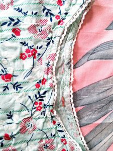 Flower Print Kurti Cyan