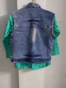Boys Denim Vest Shirt &amp; Tie Set