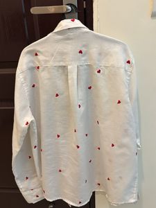 Heart Embroidered White Shirt