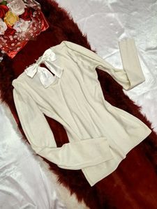 🌼Chic Ivory Back-Tie Knit Top🌼