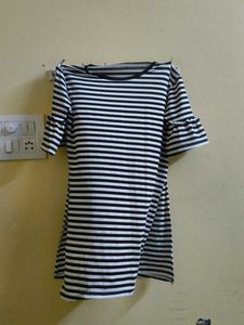 Black And White Striped Kurthi