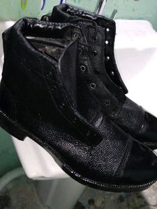 Black Leather Work Boots
