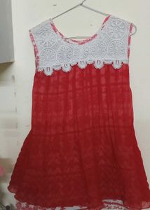 Red Lace Trim Sleeveless Dress