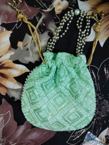 Mint Green Sequin Potli Bag