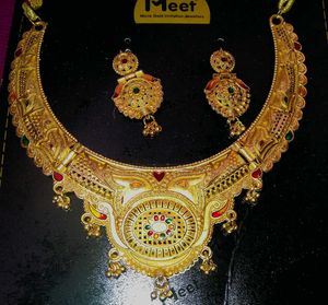 Royal Bridal Gold Plated Necklace Set ✨"