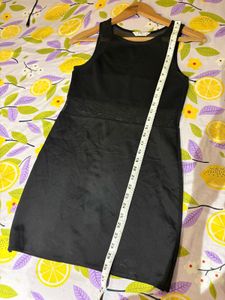 Mesh Panel Black Mini Dress