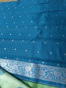 New Green N Teal Semi Silk Saree