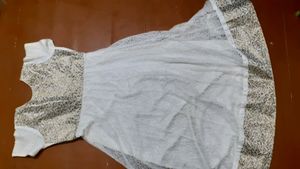 White Flared Gown With Shining Lining
