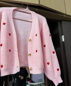 Heart Embroidered Pink Cardigan( never worn)