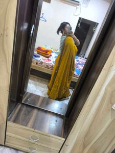 Vintage Mustard Heavy Work Saree