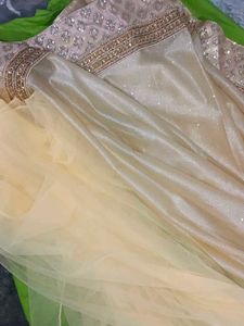 Cream Colour Half N Haf Saree..