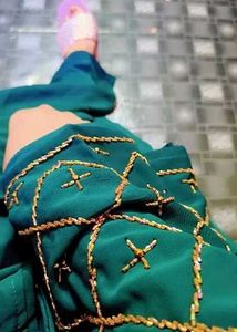 Elegant Green Abaya Burkha Hijab girls duppata