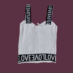 White Crop Top With Zipper