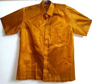 Golden Mustard Yellow Formal Shirt For Men