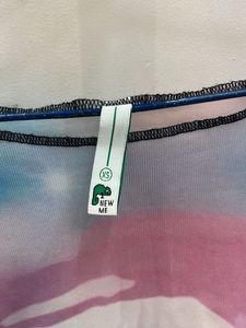 Colorful Patterned Long Sleeve sheer Top