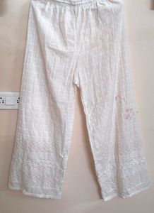 White Embroidered Palazzo Pants