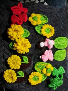 Crochet Flower Hair Clips