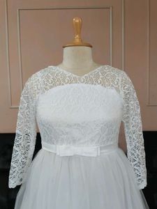 Elegant White Lace &amp; Tulle Dress