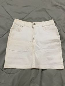 White Denim Skirt