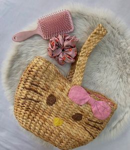 Hello Kitty Straw Tote Bag