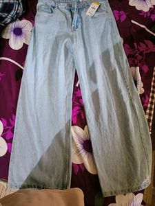 Blue wide leg jeans