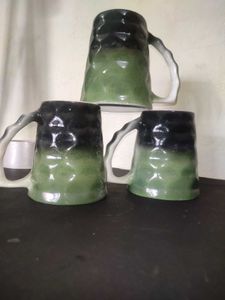 Green Ceramic Mugs (Set of 4)