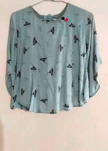 Blue Floral Print Blouse