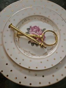 Vintage Floral Plate with Gold Details