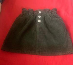 Zara Green Corduroy Elastic Waist skirt f