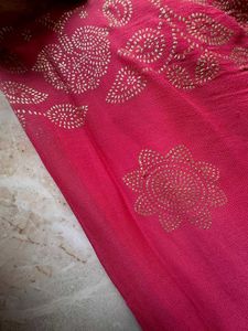 Rani Pink Golden Sequin Saree