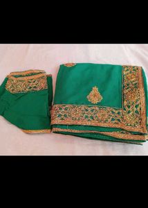 Green & Gold Embroidered Saree