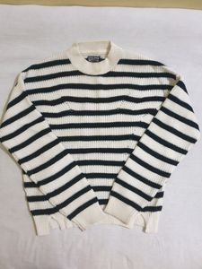 Women White &amp;vBlack Stripped Pullover