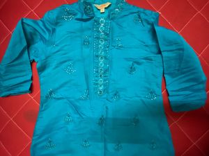 Navy Blue Embroidered Kurta Set by Anouk – Size S