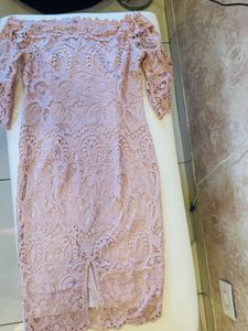 Elegant Pink Lace Off-Shoulder Dress