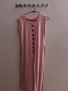 Pink Sleeveless Button-Down Dress