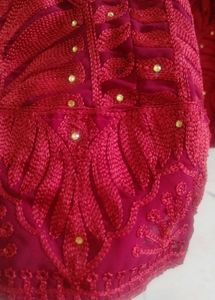Maroon Embroidered Anarkali Dress