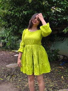 Lime Green Fit &amp; Flare Dress