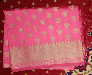 Exquisite Pink Banarasi Silk Dupatta