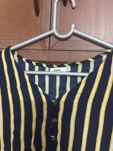 Striped Navy Button-Down Top